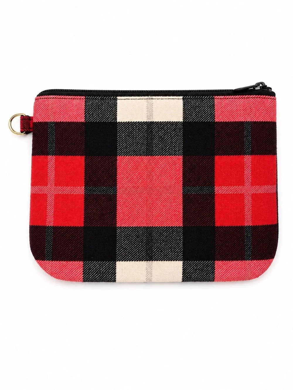 Plaid Zip Cosmetic Case Red & Black Check